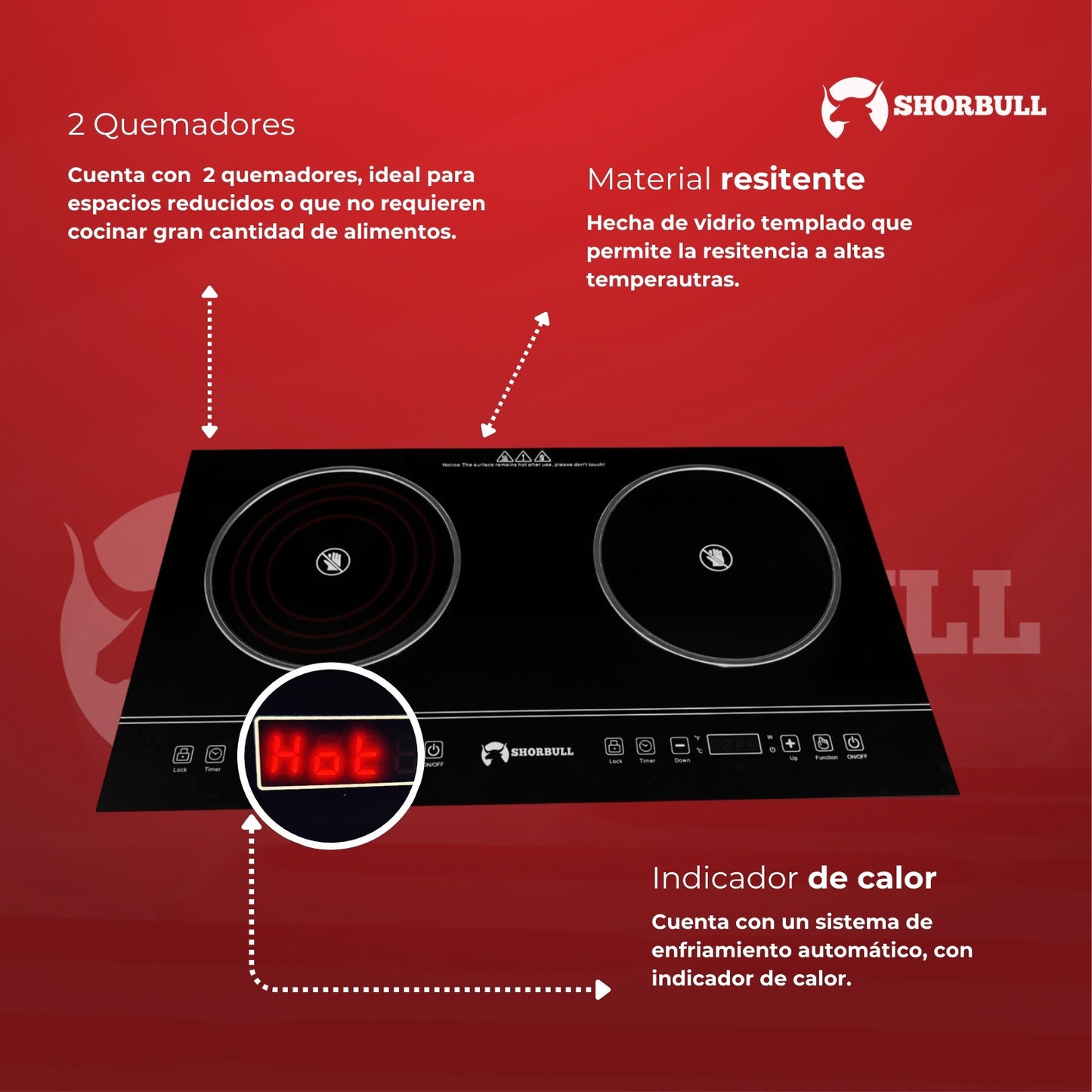 Parrilla 2 Quemadores Eléctrica Shorbull